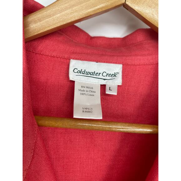 Coldwater Creek Coral‎ 100% Linen Blazer Size L Classic Breathable - Picture 4 of 4